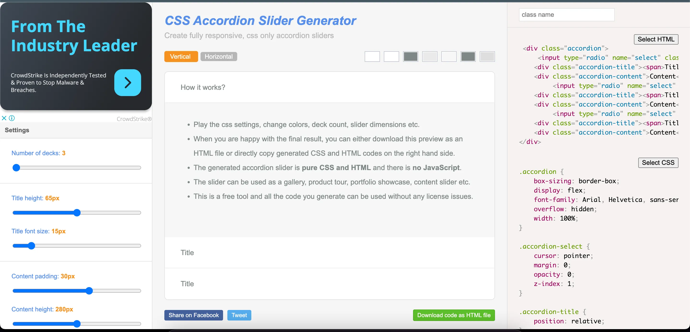 Accordion/Collapse generator