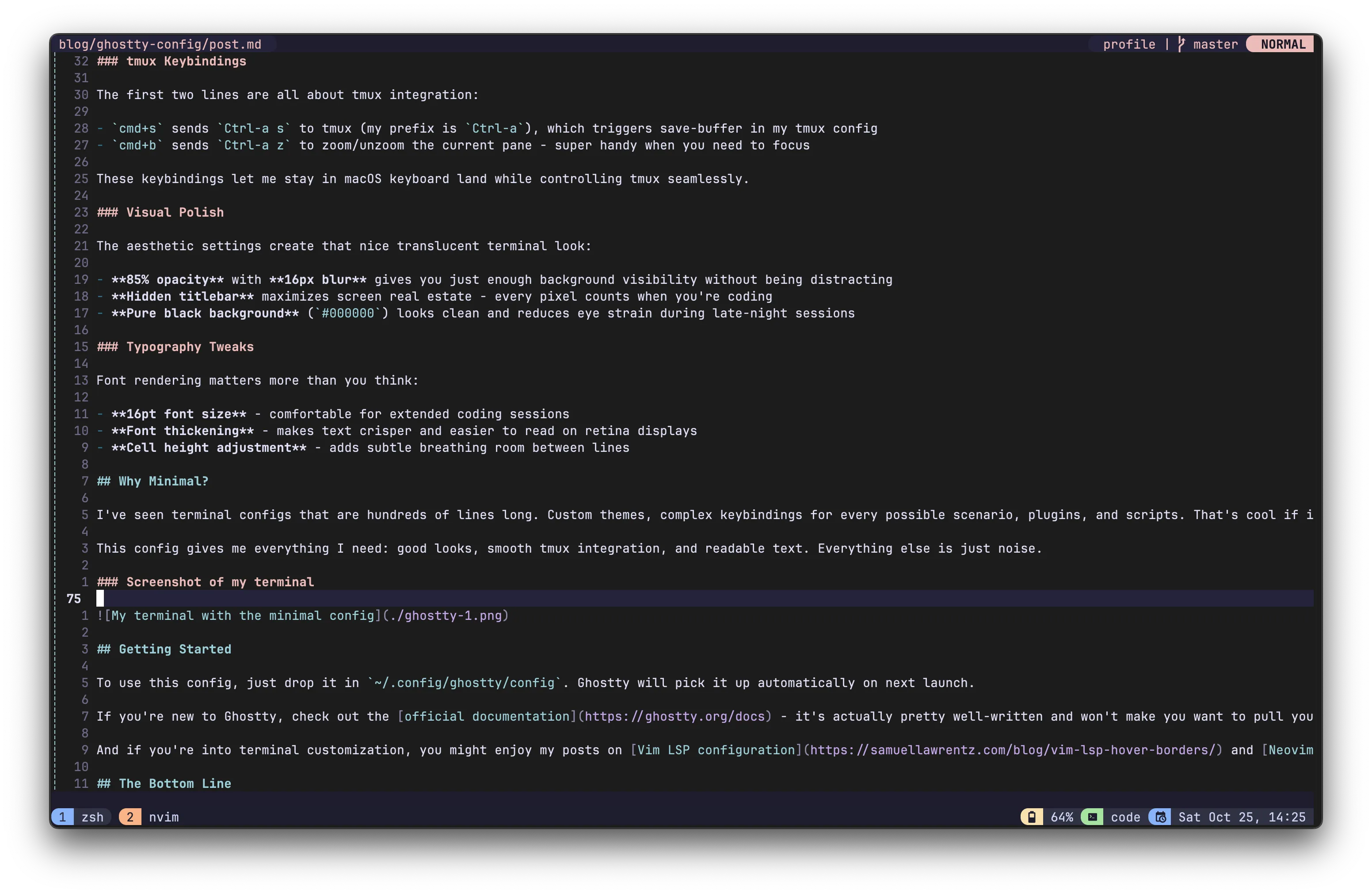 My terminal with the minimal config