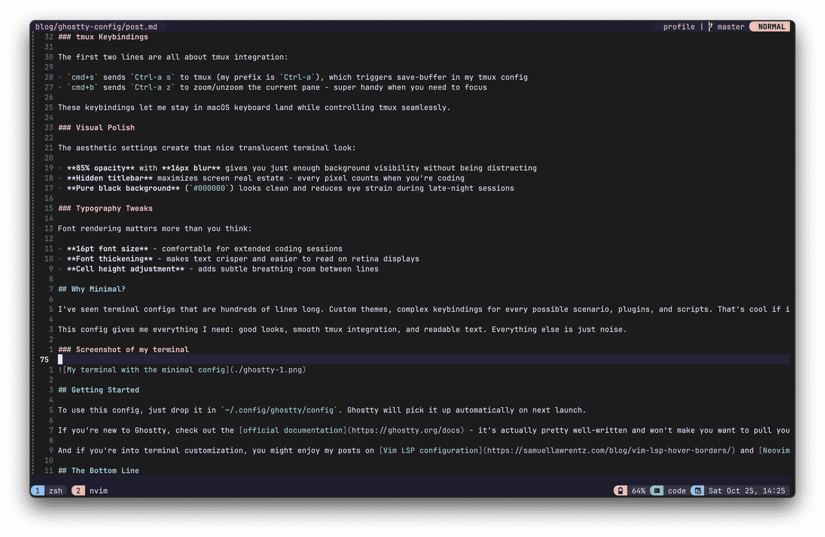 My terminal with the minimal config